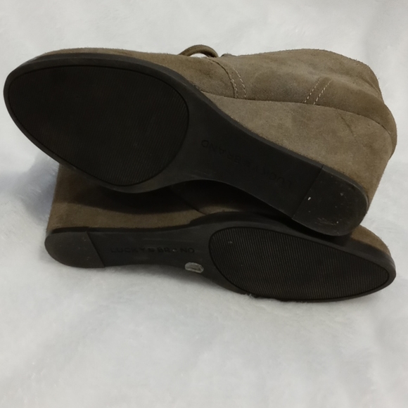 Lucky Brand Leather Tan Lace Up Wedge Boots - Picture 8 of 8